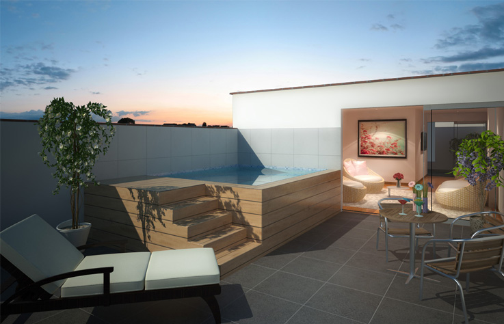 TERRAZA CON PISCINA, DEPARTAMENTO - AURORA 3