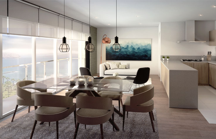 SALA COMEDOR CON KITCHENETTE, DEPARTAMENTO - MALECÓN VILLAR 2